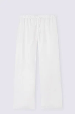 Pantalone Lungo con Coulisse in Tela di Lino