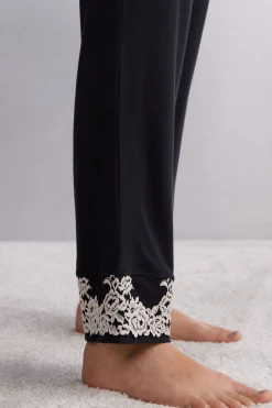 Pantalone Lungo in Modal con Balza Pretty Flowers