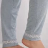 Pantalone Lungo in Modal con Dettagli in Pizzo