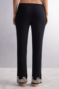 Pantalone Lungo in Modal con Balza Pretty Flowers