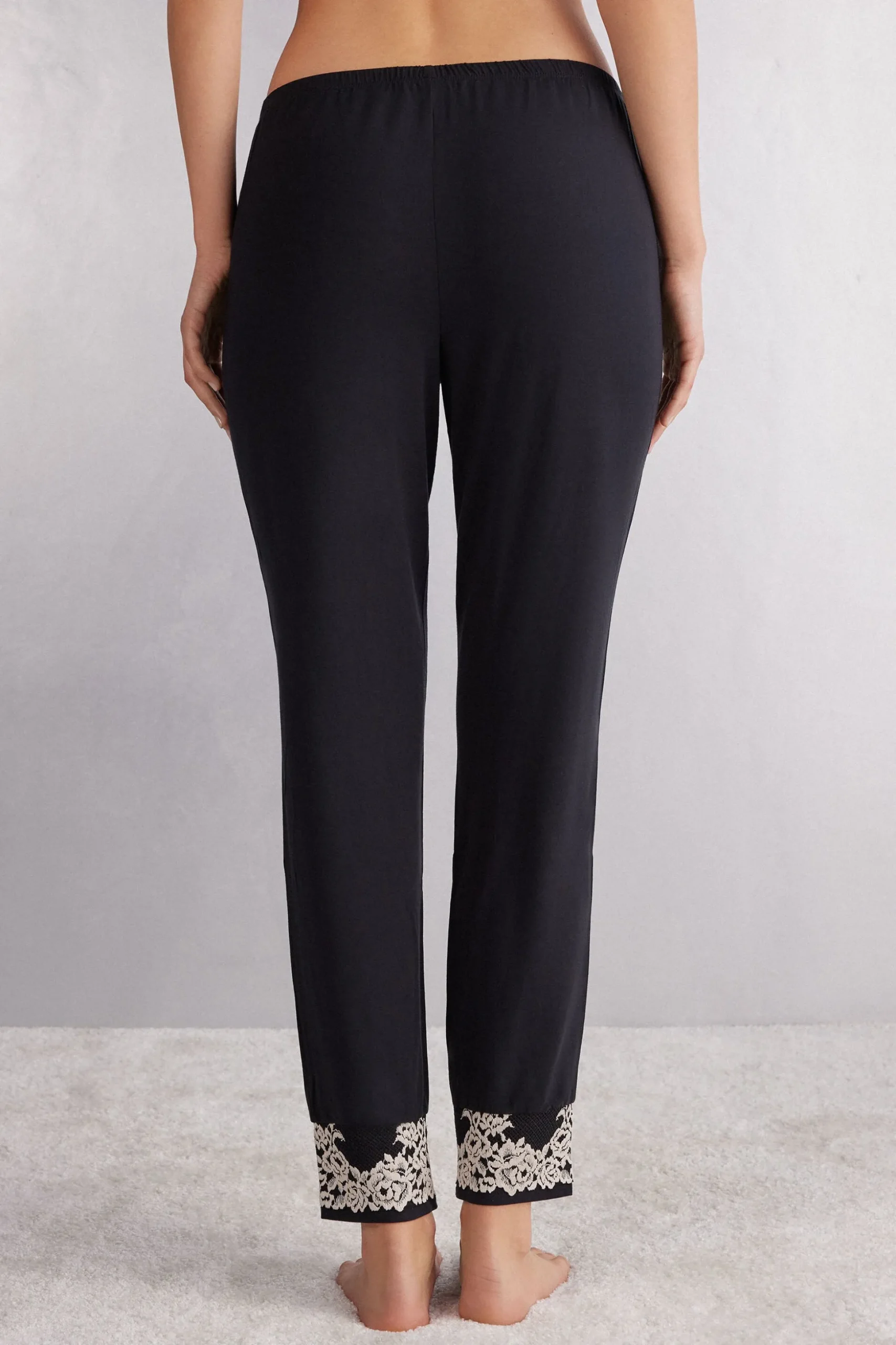Pantalone Lungo in Modal con Polsino Pretty Flowers