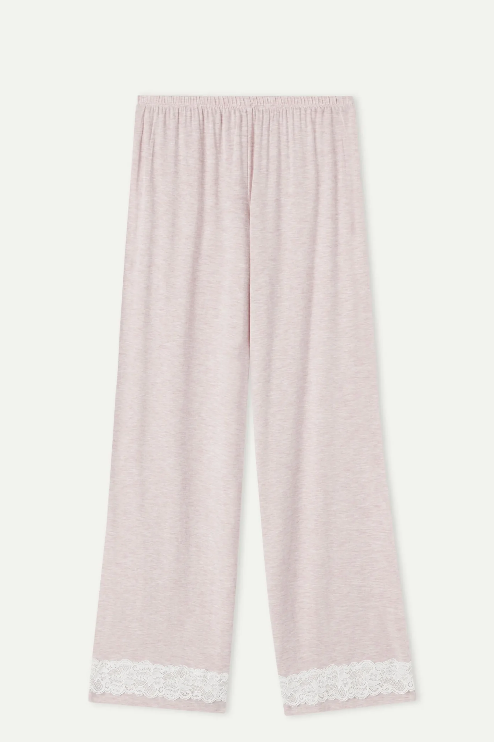 Pantalone Lungo in Modal con Dettagli in Pizzo