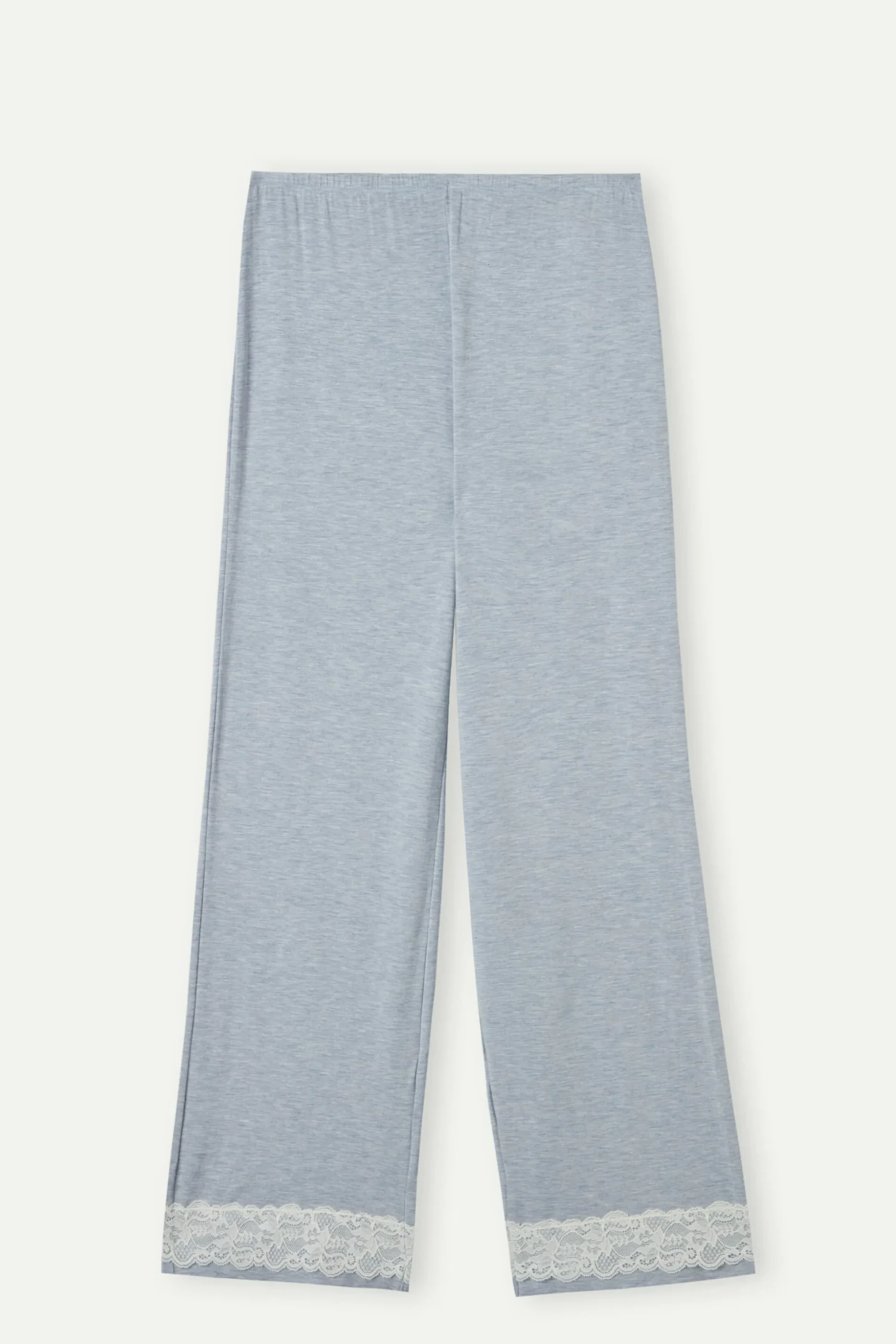 Pantalone Lungo in Modal con Dettagli in Pizzo