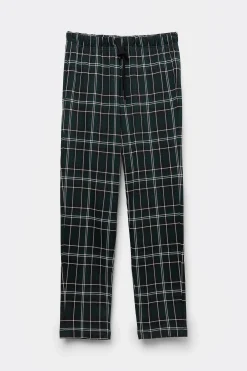 Pantaloni Cotone Stampa Check Verde