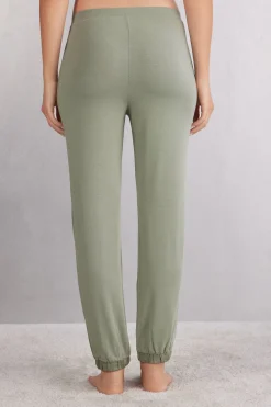 Pantaloni Lunghi in Modal Satin Details