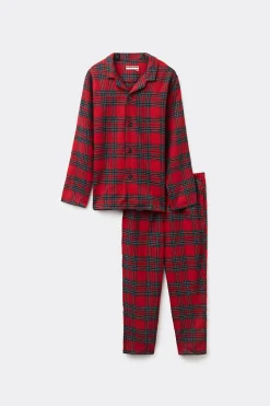 Pigiama Lungo Bambino in Tela Garzata Tartan