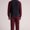 Pigiama Lungo Teddy Tartan Rosso