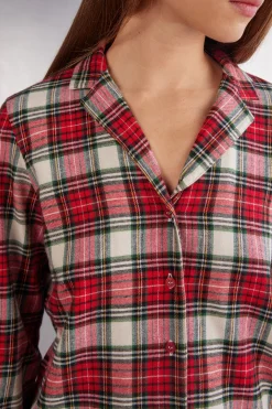 Pigiama Lungo Tela di Cotone Garzata Warm Tartan