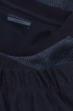 Pigiama Lungo Tricot Righe Blu