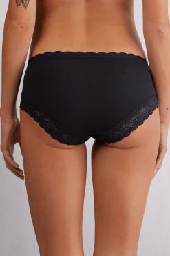 Slip Vita Semi-alta in Cotone e Pizzo