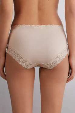 Slip Vita Semi-alta in Cotone e Pizzo