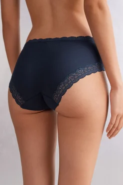 Slip Vita Semi-alta in Cotone e Pizzo