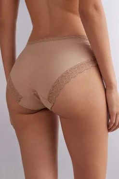 Slip Vita Semi-alta in Cotone e Pizzo