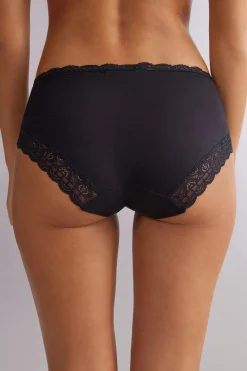 Slip Vita Semi-alta in Cotone e Pizzo