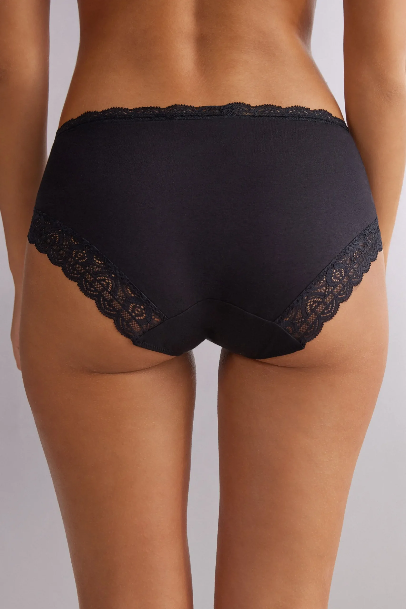 Slip Vita Semi-alta in Cotone e Pizzo
