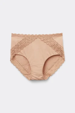 Slip Vita Semi-alta in Cotone e Pizzo