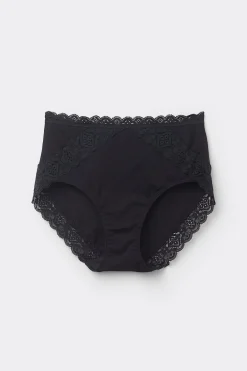 Slip Vita Semi-alta in Cotone e Pizzo