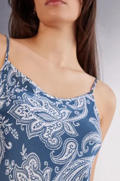 Sottoveste Lunga in Raso di Viscosa Flower Paisley