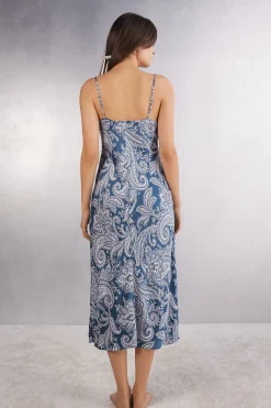 Sottoveste Lunga in Raso di Viscosa Flower Paisley