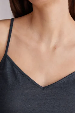 Top Scollo a V in Lino