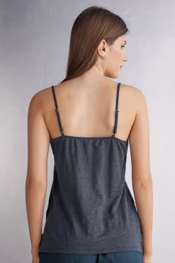 Top Scollo a V in Lino