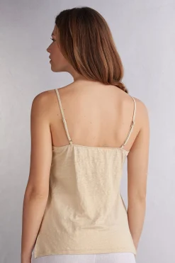 Top Scollo a V in Lino