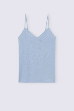 Top Scollo a V in Lino