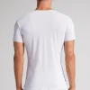 T-shirt in Microrete Taglio Vivo con Scollo a V