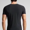 T-shirt in Microrete Taglio Vivo con Scollo a V
