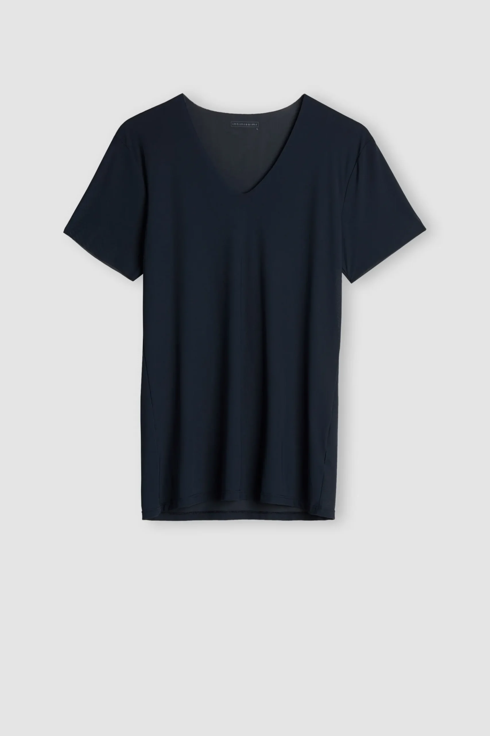 T-shirt in Microrete Taglio Vivo con Scollo a V