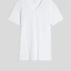 T-shirt Scollo a V in Cotone Superior Elasticizzato