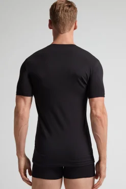 T-shirt Scollo a V in Cotone Superior Elasticizzato