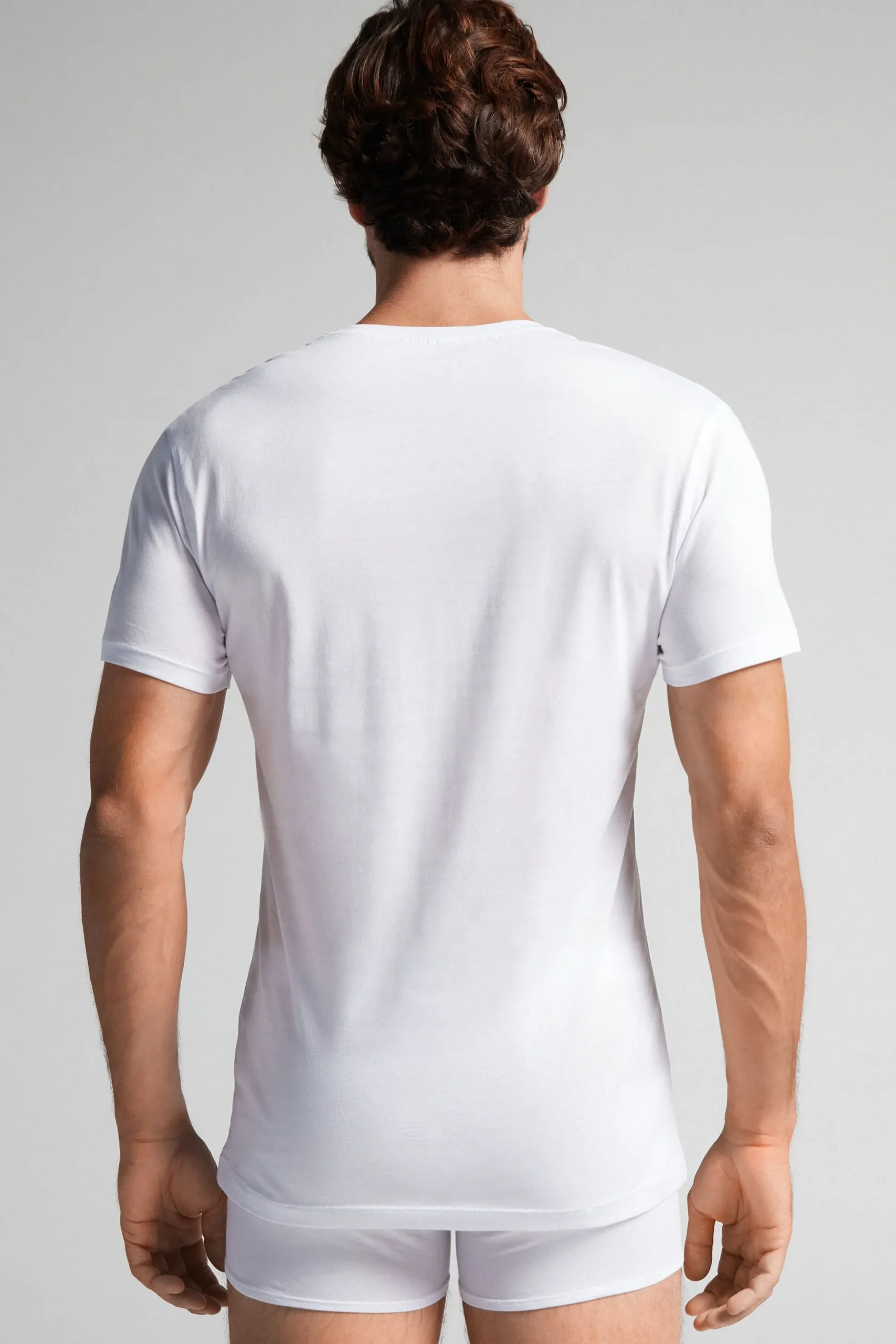 T-Shirt Scollo V in Cotone Superior Extrafine