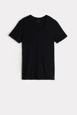 T-Shirt Scollo V in Cotone Superior Extrafine
